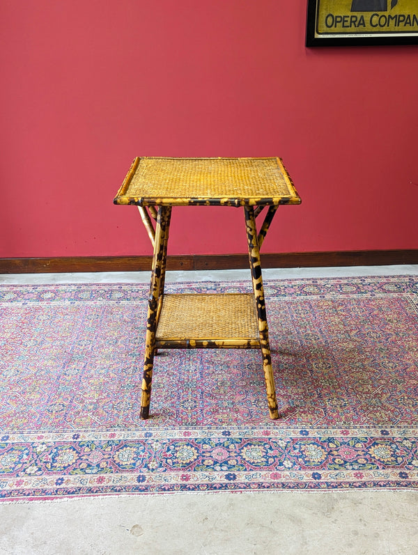 Antique Victorian Bamboo Two Tier Side Table