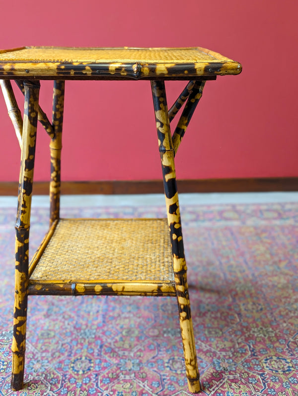 Antique Victorian Bamboo Two Tier Side Table