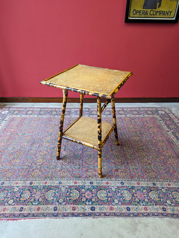 Antique Victorian Bamboo Two Tier Side Table