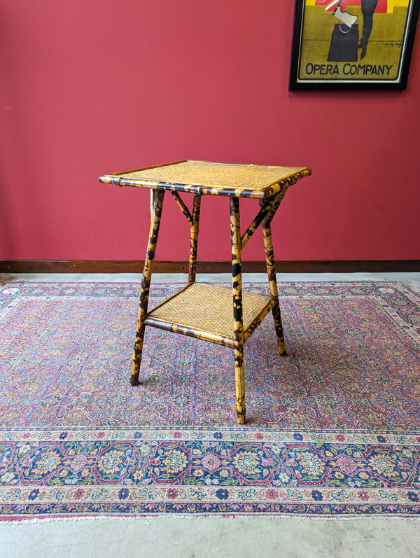 Antique Victorian Bamboo Two Tier Side Table