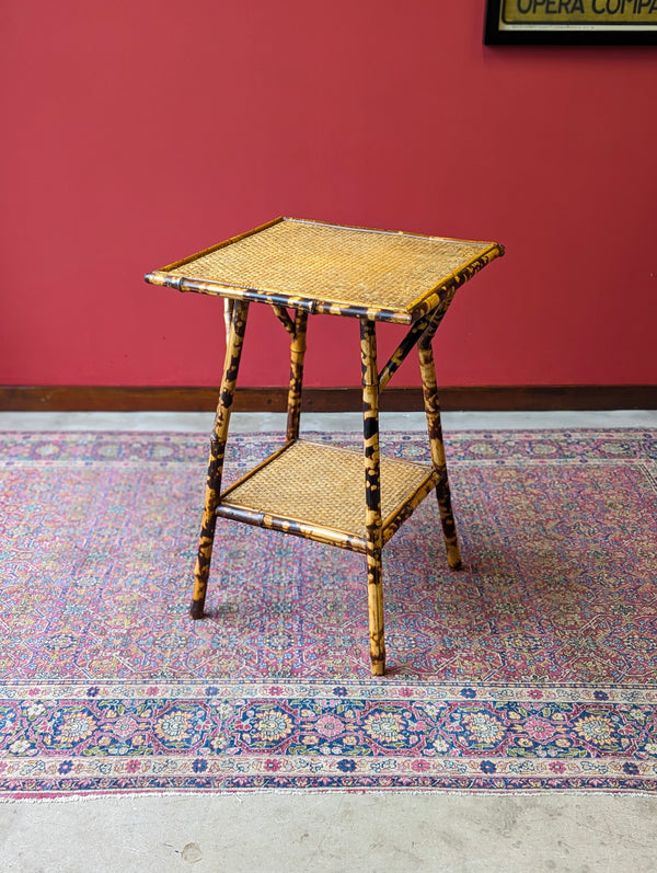 Antique Victorian Bamboo Two Tier Side Table