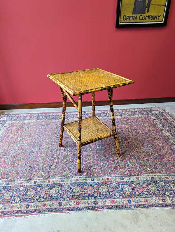 Antique Victorian Bamboo Two Tier Side Table