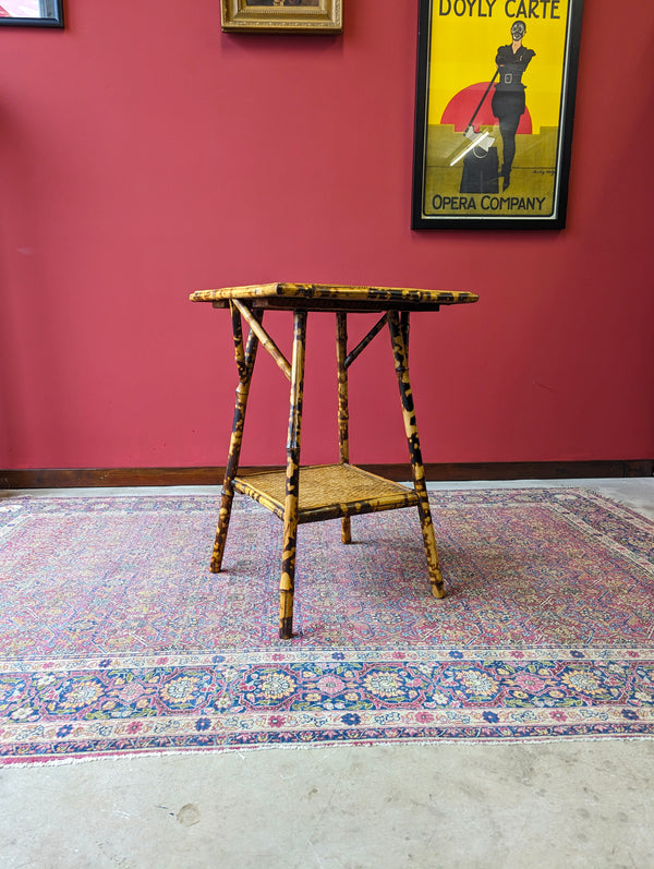 Antique Victorian Bamboo Two Tier Side Table