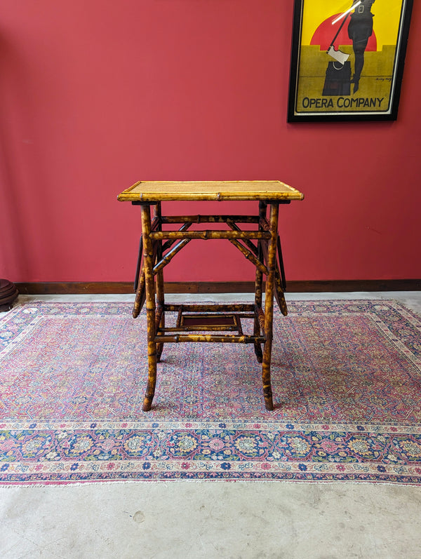 Antique Victorian Bamboo Original Lacquer Extending Side Table