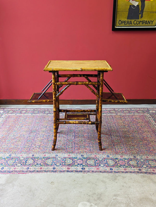 Antique Victorian Bamboo Original Lacquer Extending Side Table