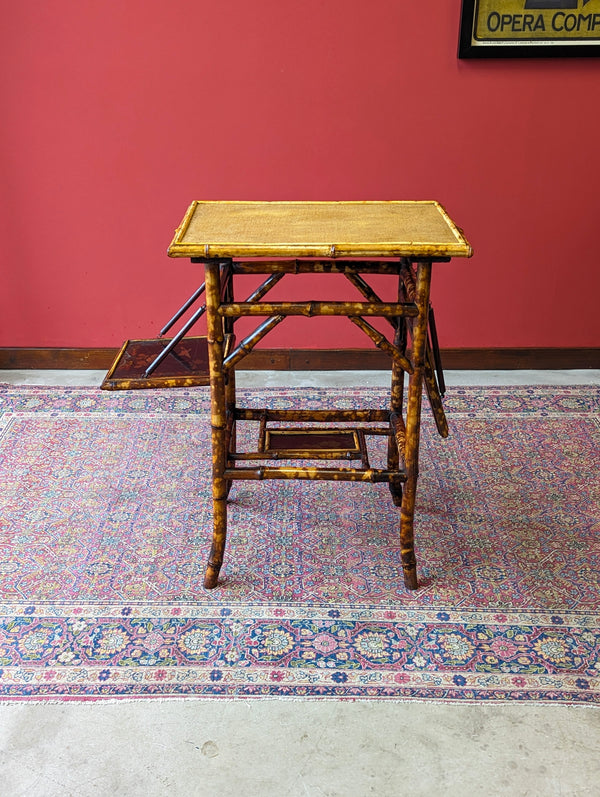 Antique Victorian Bamboo Original Lacquer Extending Side Table