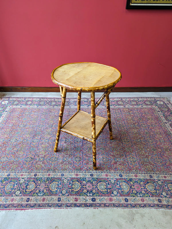 Antique Victorian Circular Topped Bamboo Occasional Table