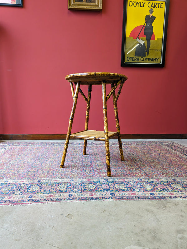 Antique Victorian Circular Topped Bamboo Occasional Table