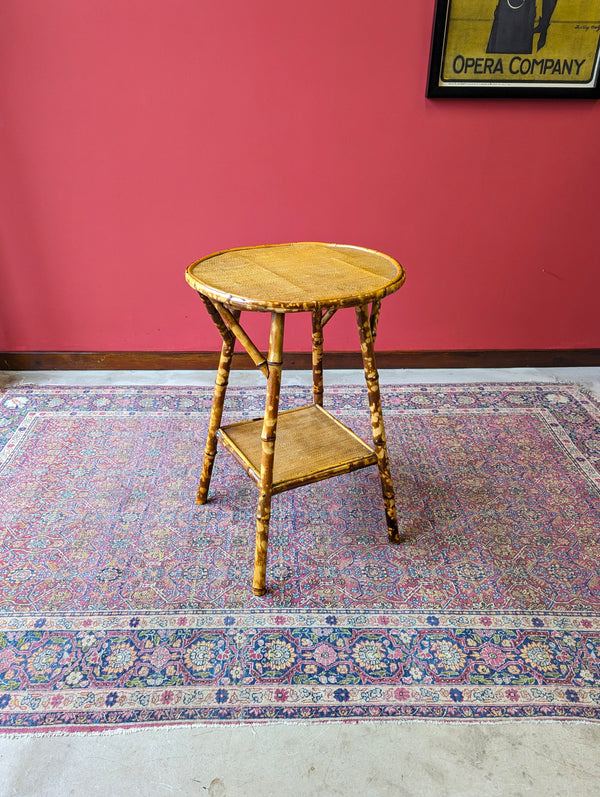 Antique Victorian Circular Topped Bamboo Occasional Table