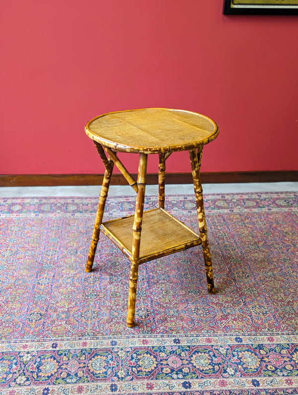 Antique Victorian Circular Topped Bamboo Occasional Table