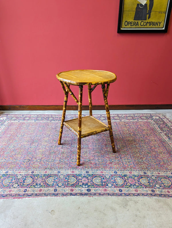 Antique Victorian Circular Topped Bamboo Occasional Table