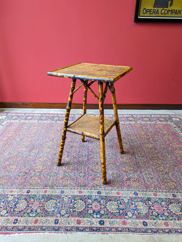 Antique Victorian Bamboo Square Occasional Table