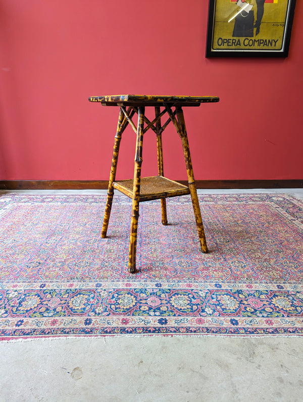 Antique Victorian Bamboo Square Occasional Table