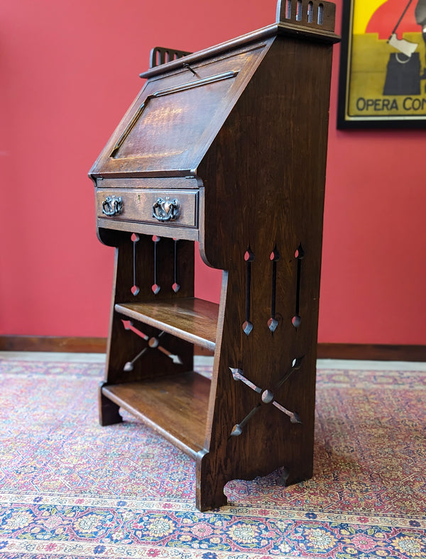 Antique Arts & Crafts Movement Oak Bureau Bookcase / Students Desk