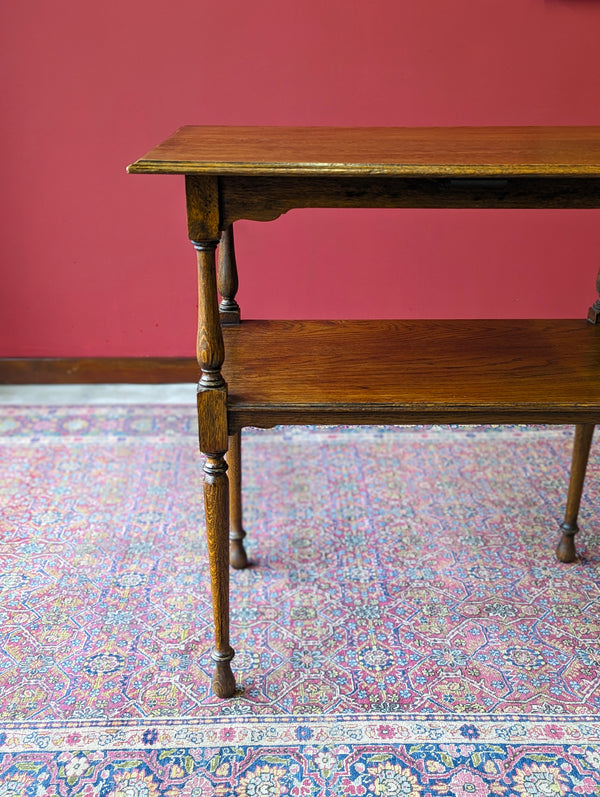 Antique Early 20th Century Oak Two Tier Side Table