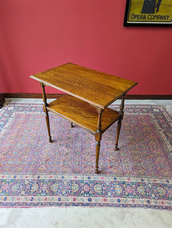 Antique Early 20th Century Oak Two Tier Side Table