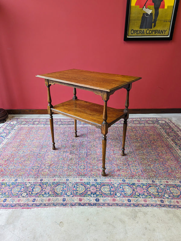 Antique Early 20th Century Oak Two Tier Side Table