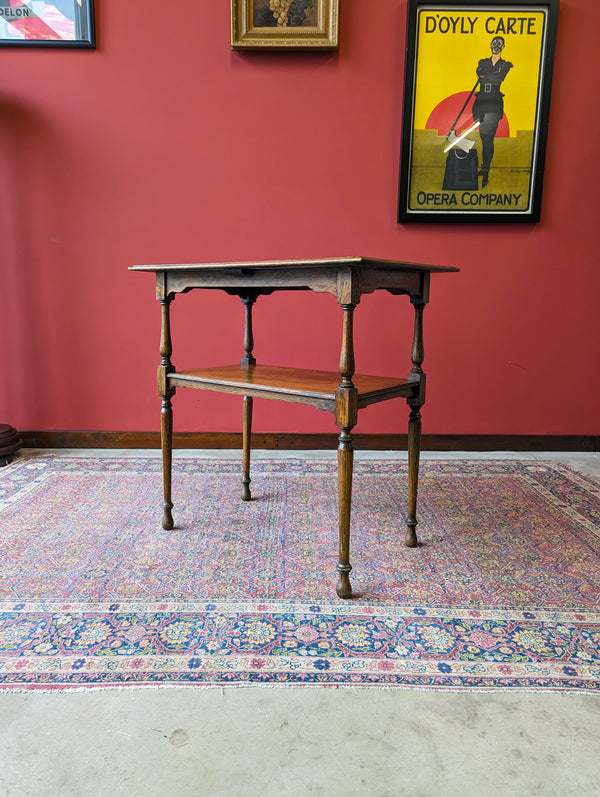 Antique Early 20th Century Oak Two Tier Side Table