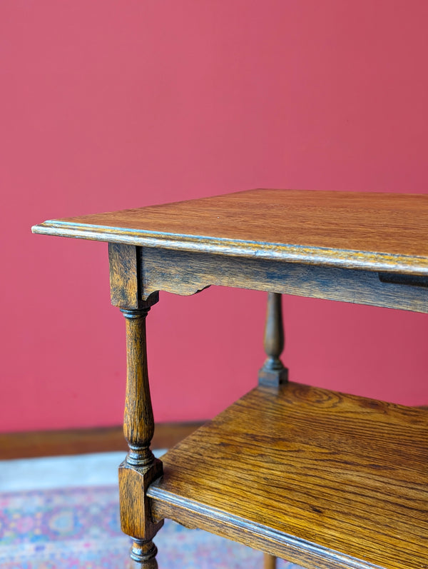 Antique Early 20th Century Oak Two Tier Side Table