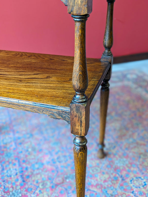 Antique Early 20th Century Oak Two Tier Side Table