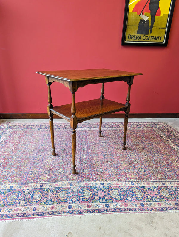 Antique Early 20th Century Oak Two Tier Side Table