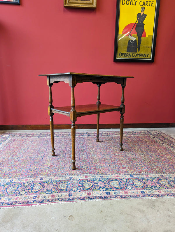 Antique Early 20th Century Oak Two Tier Side Table