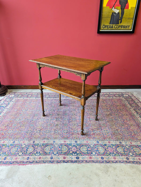 Antique Early 20th Century Oak Two Tier Side Table