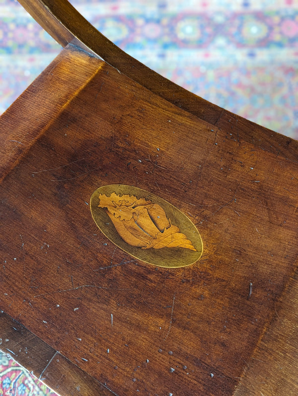 Antique Edwardian Inlaid Mahogany X-Frame Stool