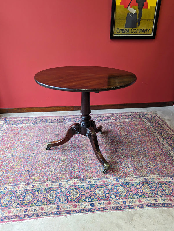 Antique Early Victorian Mahogany Tilt Top Occasional Table