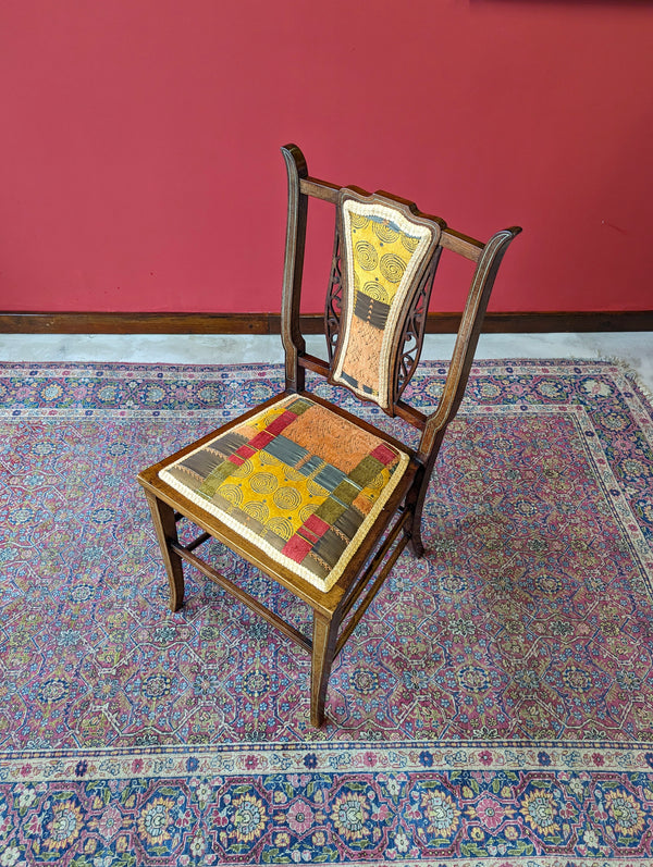 Antique Edwardian Arts & Crafts Inlaid Mahogany Parlour Chair