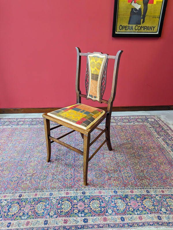 Antique Edwardian Arts & Crafts Inlaid Mahogany Parlour Chair