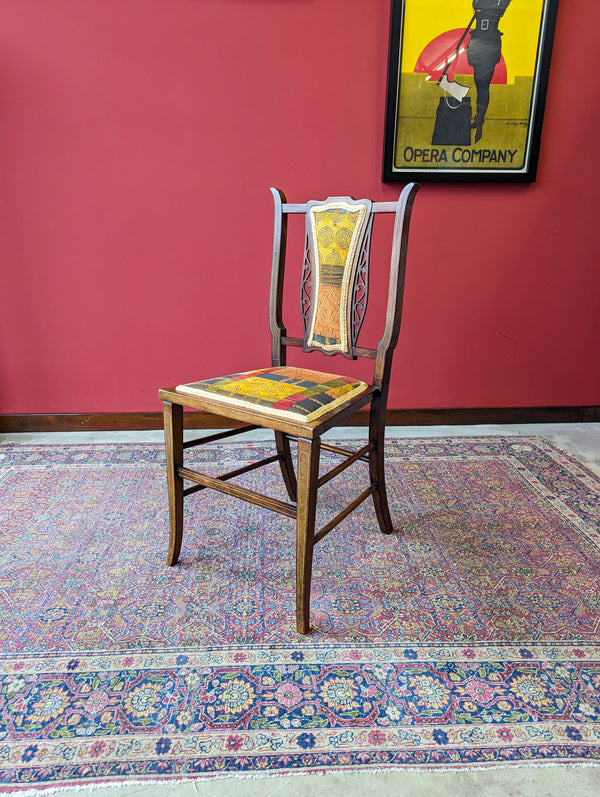 Antique Edwardian Arts & Crafts Inlaid Mahogany Parlour Chair