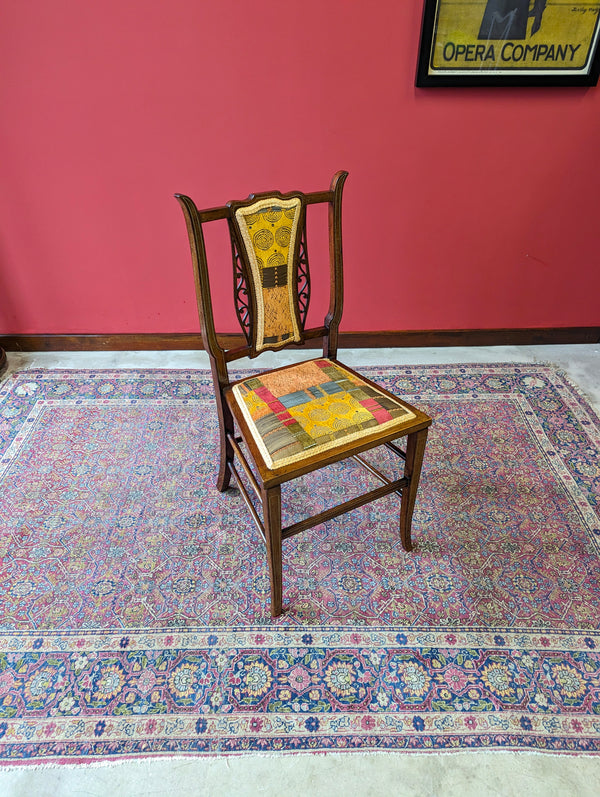 Antique Edwardian Arts & Crafts Inlaid Mahogany Parlour Chair