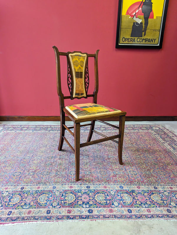 Antique Edwardian Arts & Crafts Inlaid Mahogany Parlour Chair