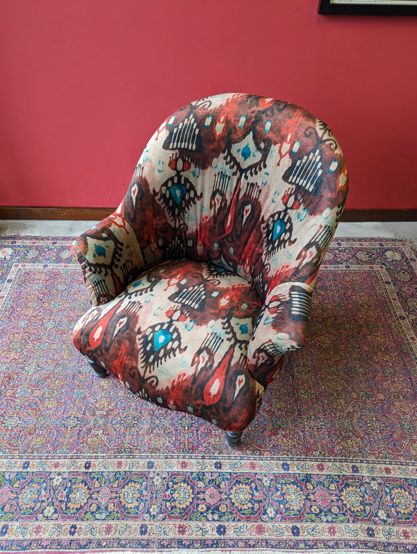 Antique Victorian Mahogany Upholstered Salon Armchair