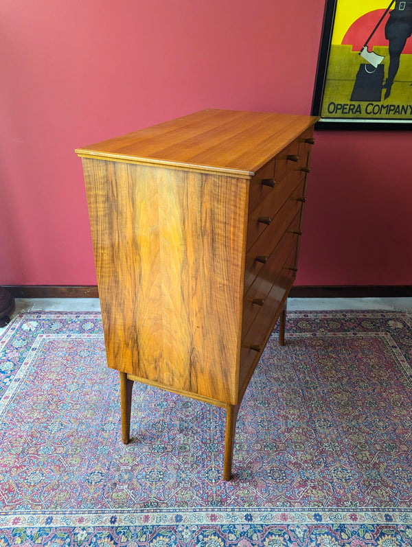 Mid Century Walnut Tallboy Chest of Drawers by Alfred Cox