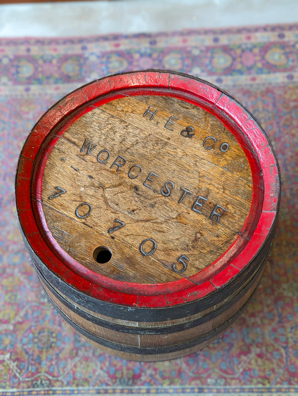 Antique Victorian Oak Barrel Side Table