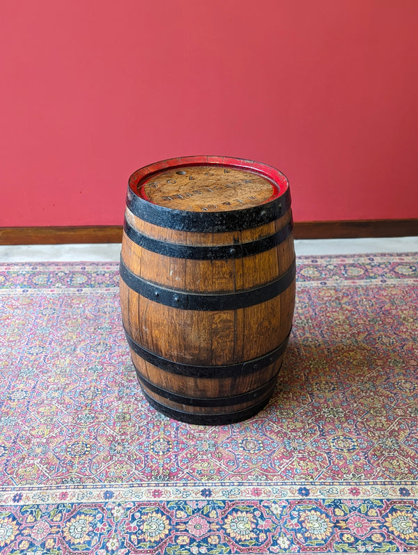 Antique Victorian Oak Barrel Side Table