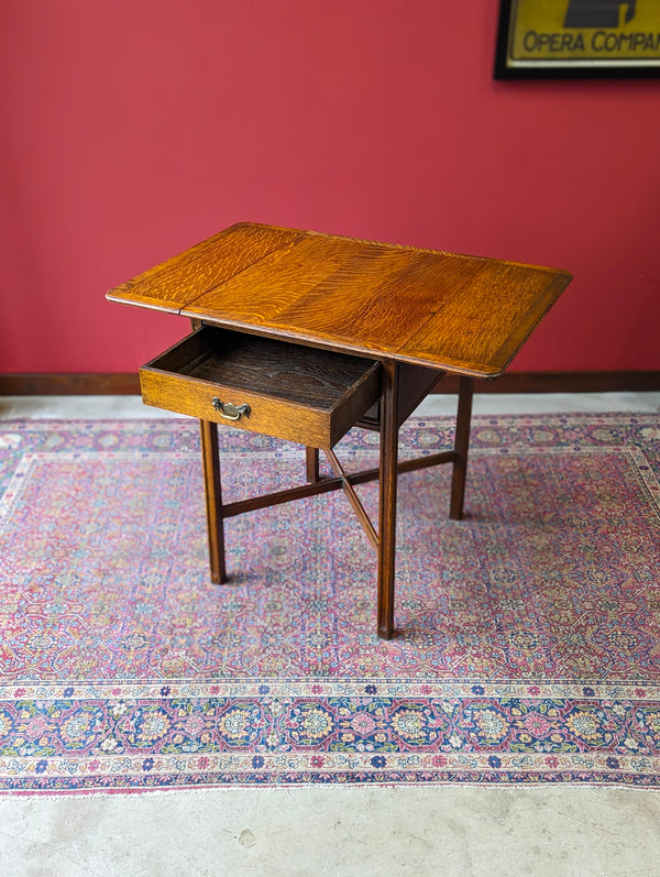 Antique Early 20th Century Golden Oak Pembroke Side Table
