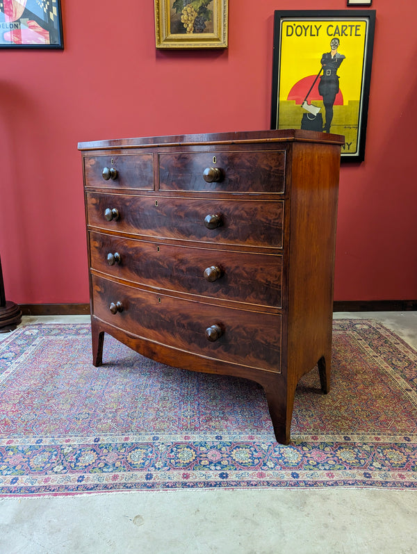 Antique Victorian Mahogany Bow Front Chest of Drawers