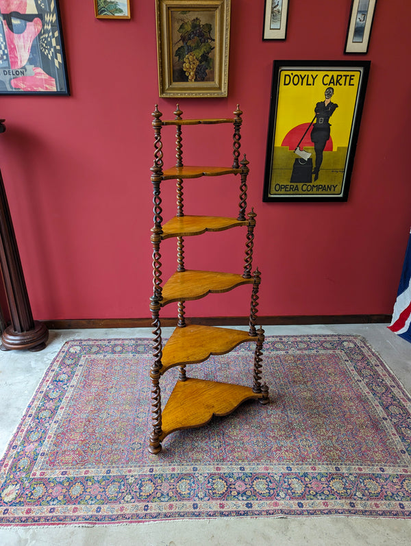 Antique 19th Century Tall Six Shelf Whatnot Stand