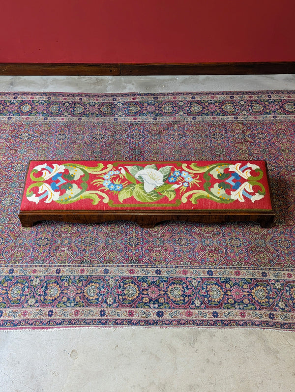 Antique 19th Century Walnut Tapestry Kneeler / Footstool