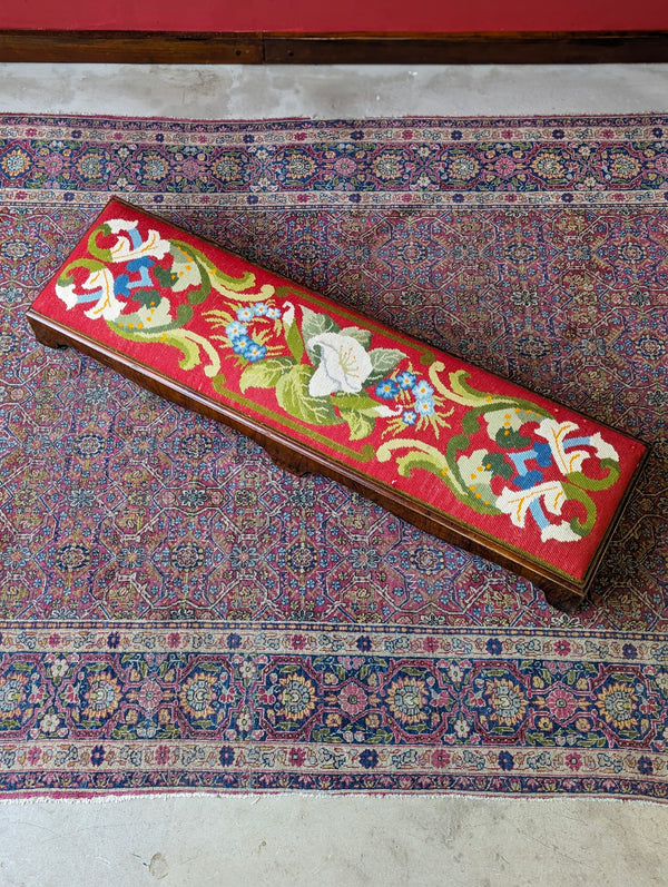 Antique 19th Century Walnut Tapestry Kneeler / Footstool