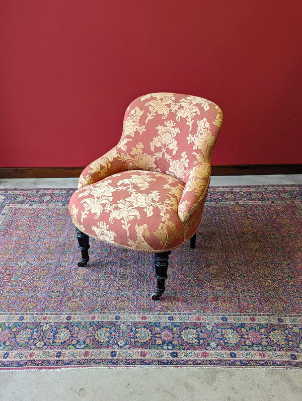 Antique Victorian Mahogany Upholstered Salon Chair