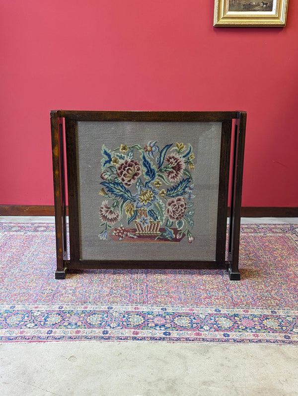 Antique 1920’s Oak Tapestry Fire Screen
