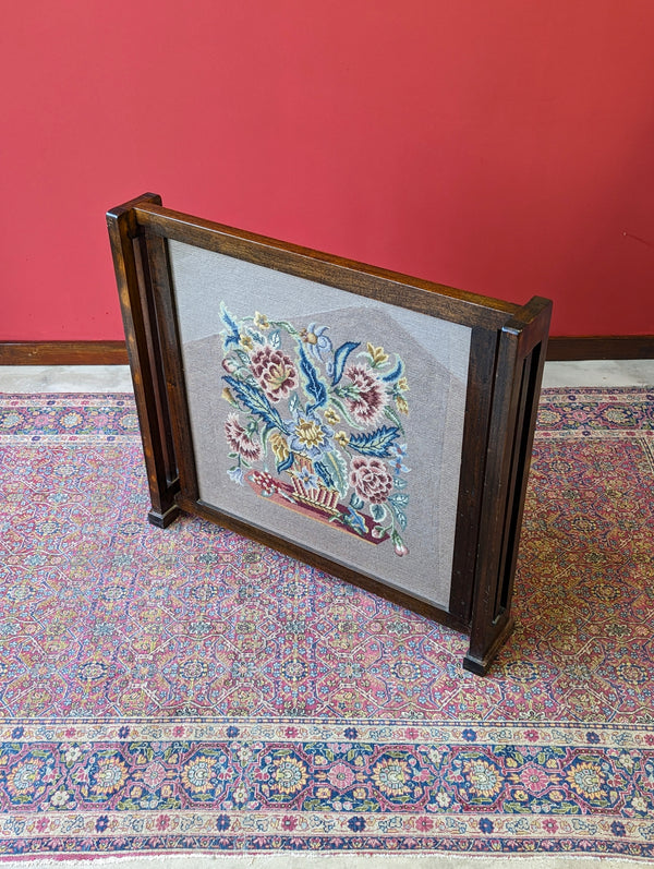 Antique 1920’s Oak Tapestry Fire Screen