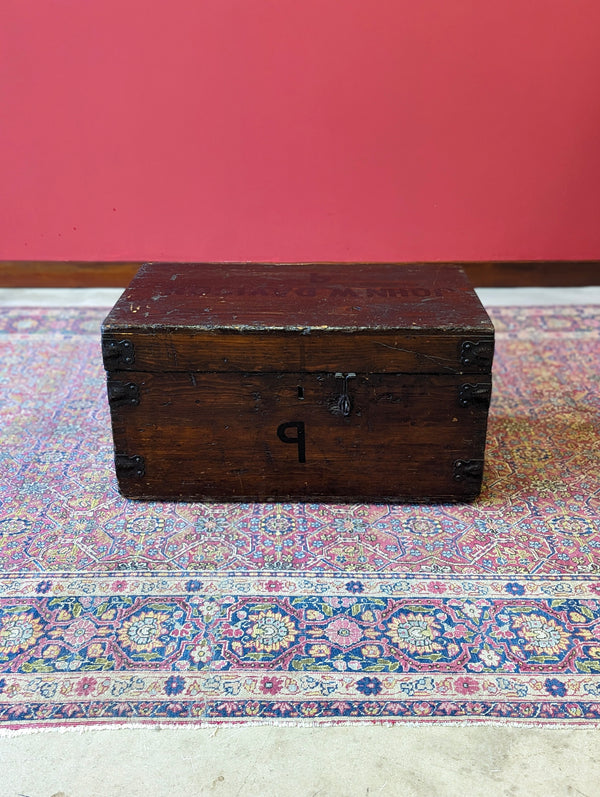 Antique Early 20th Century Pine Military Chest