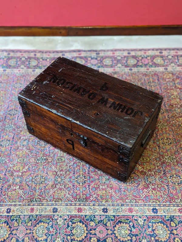 Antique Early 20th Century Pine Military Chest