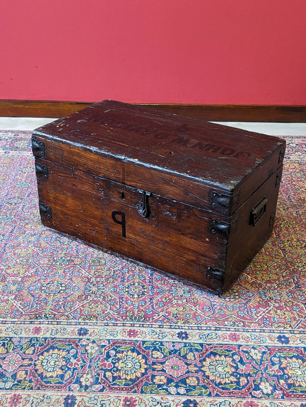 Antique Early 20th Century Pine Military Chest