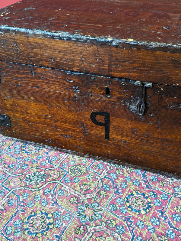 Antique Early 20th Century Pine Military Chest